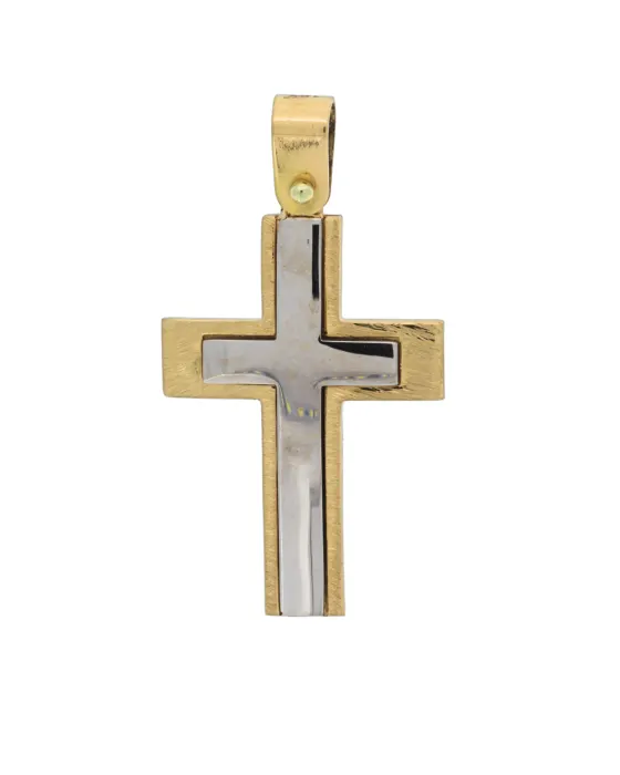 18CT T/T SQUARE CUT CROSS 23mm